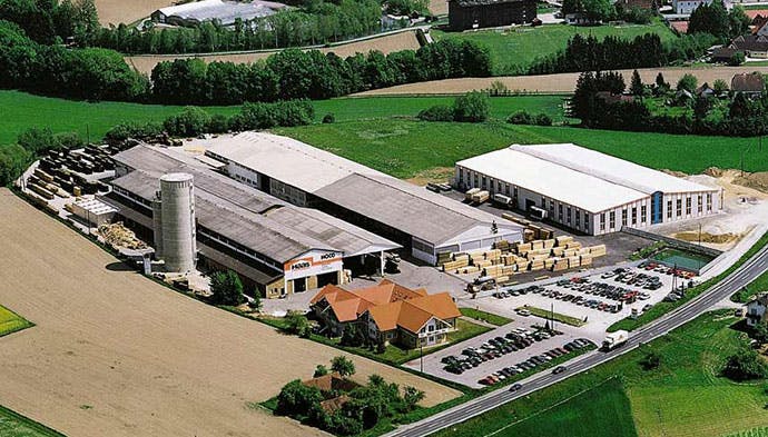 Werk Haas Fertigbau in Großwilfersdorf, Luftaufnahme